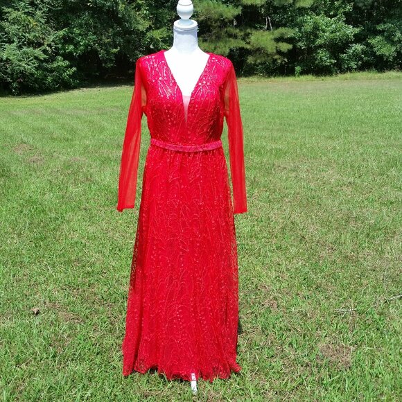 NWOT Shein Red Formal Gown – XL/12 - Picture 1 of 7